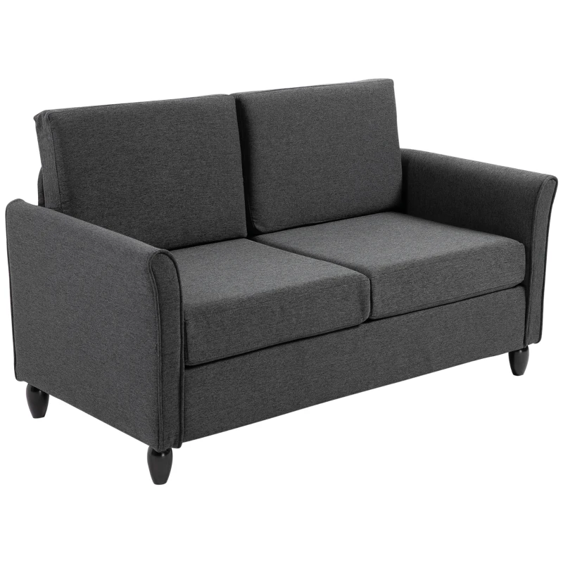 HOMCOM canapea 2 locuri, tapitata,141x70x78cm, gri(m-14)