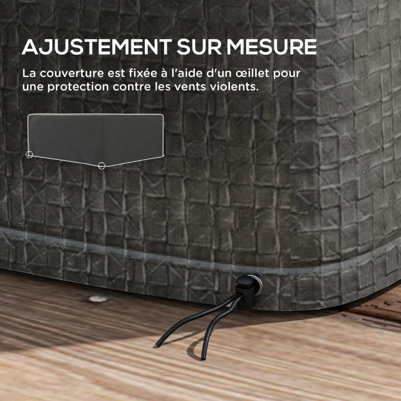 Outsunny Housse salon de jardin extérieure bâche de protection extérieure anti-UV  en polyéthylène 235 x 190 x 90 cm gris