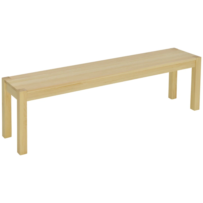 HOMCOM Banc de cuisine en bois massif 3 places, banc de salle à manger, charge 330 Kg, 150 x 33 x 45 cm, bois naturel