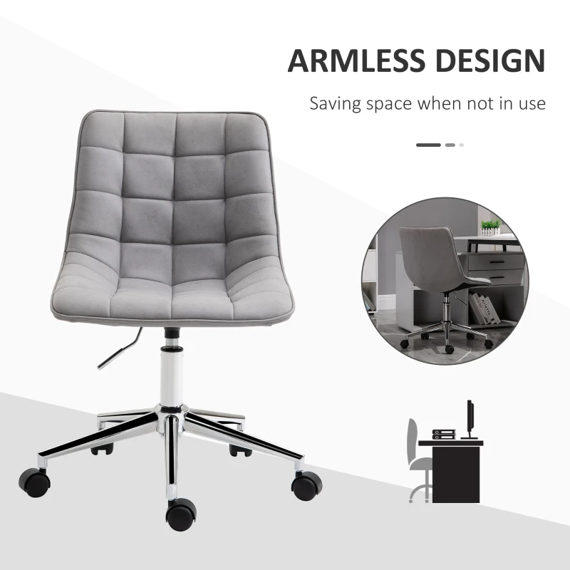 Vinsetto Armless Office Chair, Computer Desk Chair with Adjustable Height, Swivel Wheels, Light Grey
