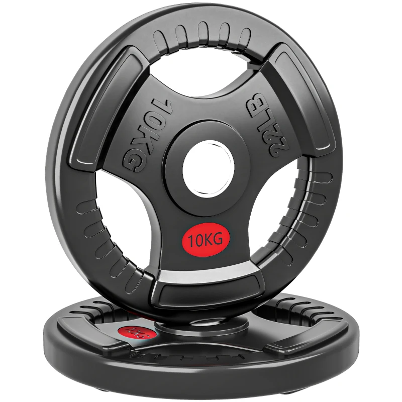 SPORTNOW Discos Pesas Olímpicos Agujero Ø50 mm 2x10 kg con Anillo Interior de Acero Triple Agarre para Mancuernas y Barras Negro