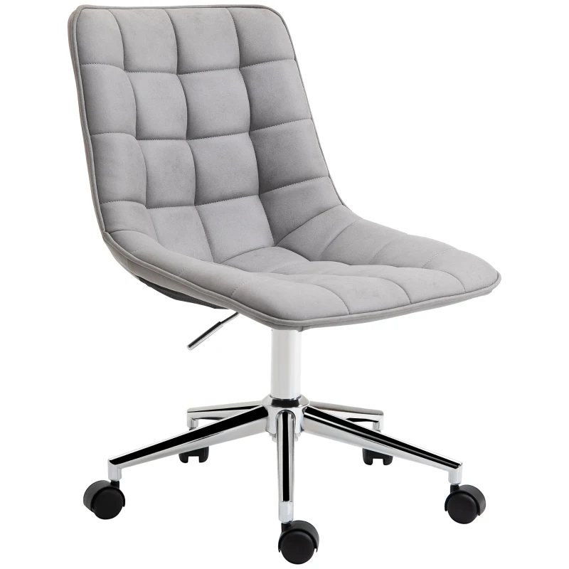 Vinsetto Armless Office Chair, Computer Desk Chair with Adjustable Height, Swivel Wheels, Light Grey
