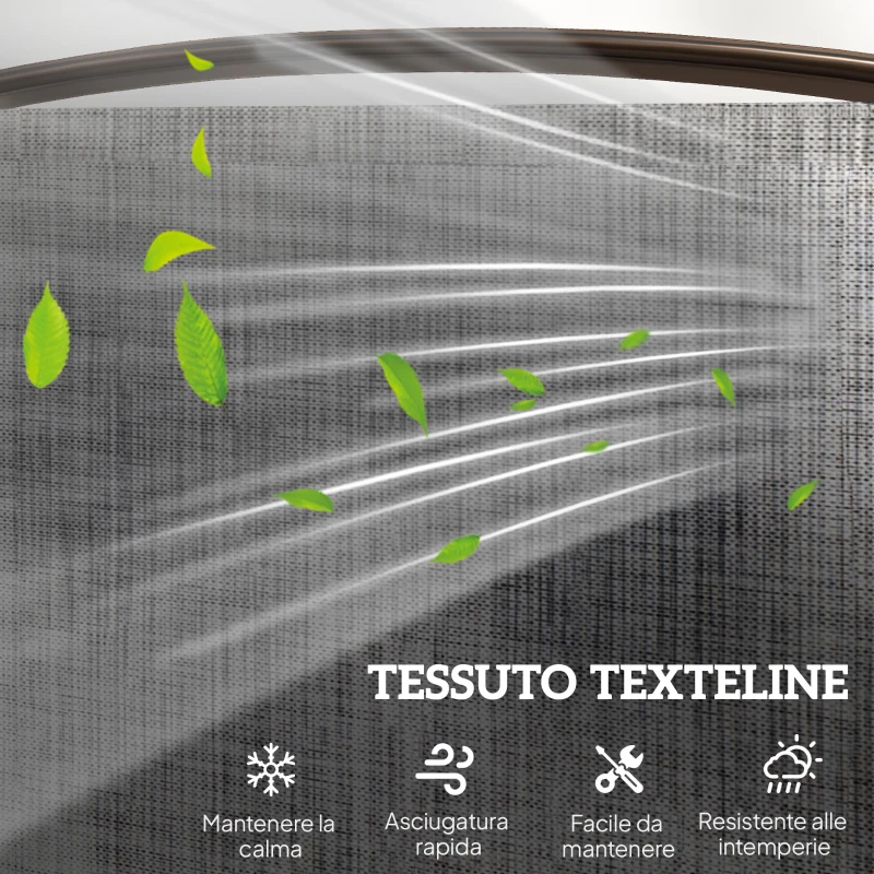 Outsunny Panchina a Dondolo da Giardino a 2 Posti in Metallo e Tessuto a Rete Traspirante, 147x78x101.5cm, Marrone e grigio