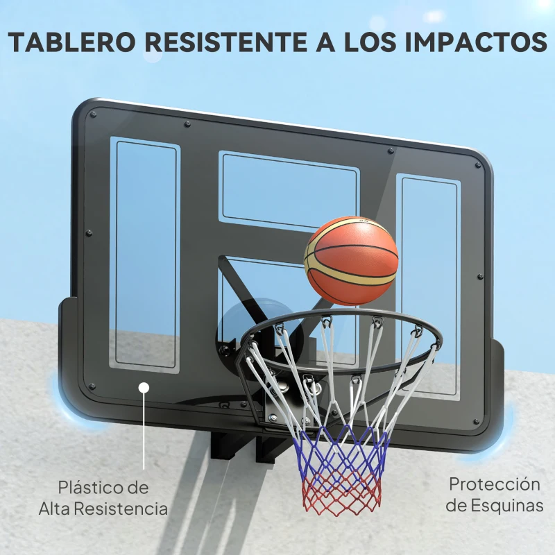 SPORTNOW Canasta de Baloncesto de Pared Tablero de Baloncesto con Panel Irrompible para Interior y Exterior 110x23x75 cm Negro
