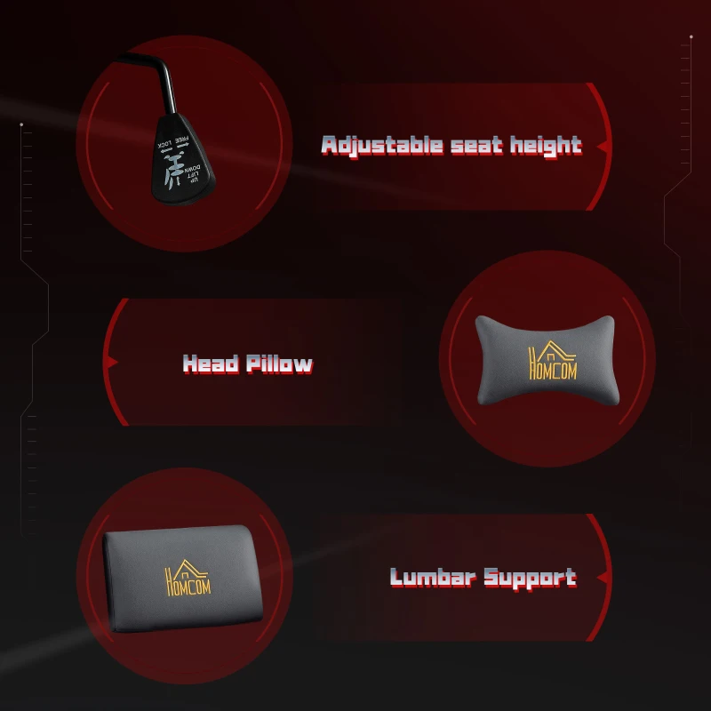 HOMCOM Sedia da Gaming Ergonomica con Braccioli Regolabili, 76x72x132 cm, Grigia