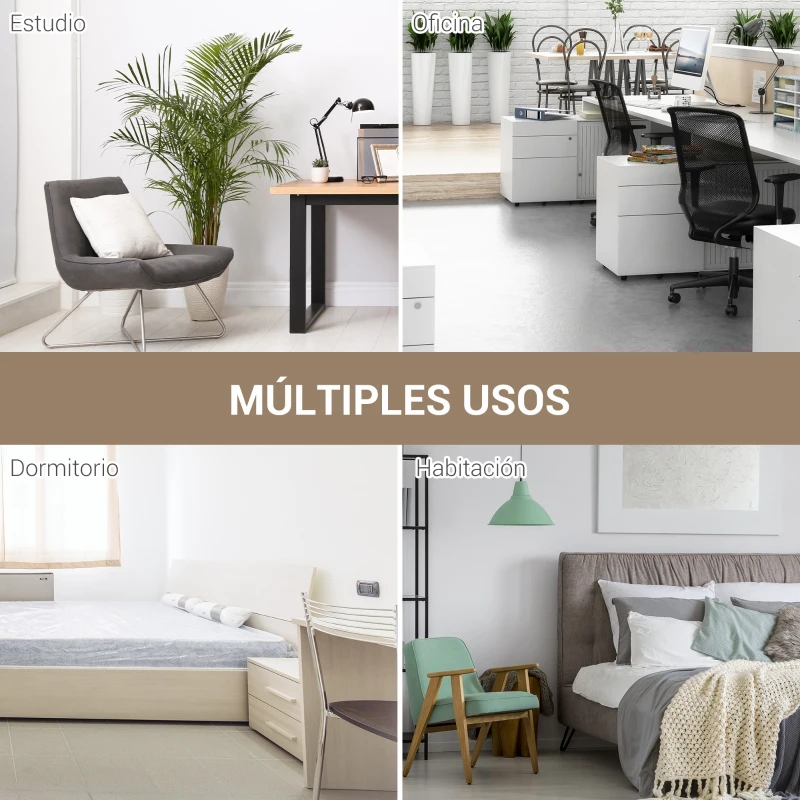 HOMCOM Mesa de Escritorio con Marco de Acero Patas Ajustables Mesa de Estudio para Oficina Hogar 120x60x76 cm Blanco y Natural