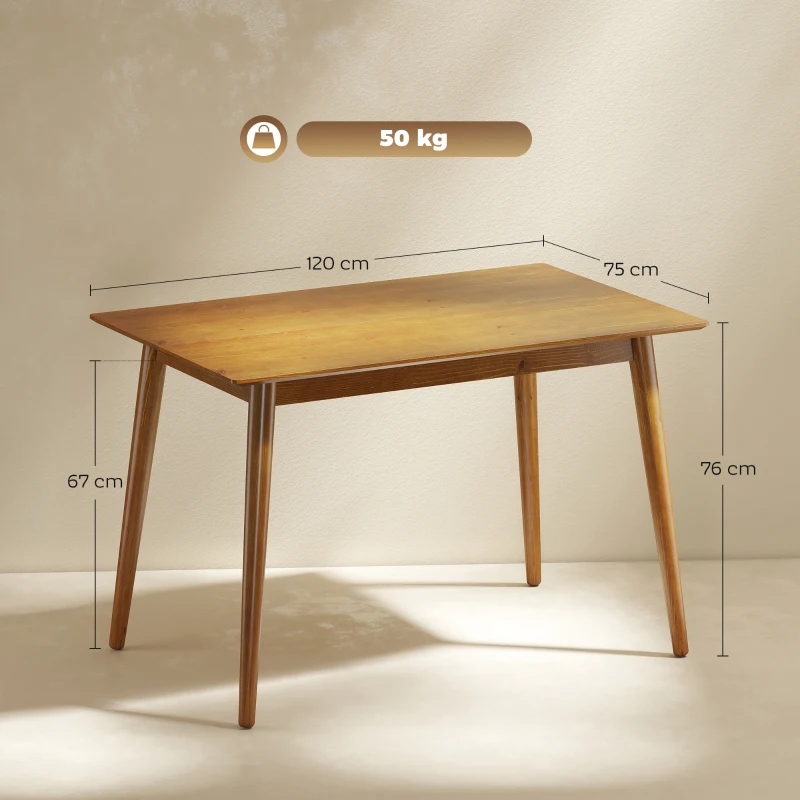 HOMCOM Table de salle à manger design grand plateau 4-6 personnes en bois dim. 120L x 75l x 76H cm