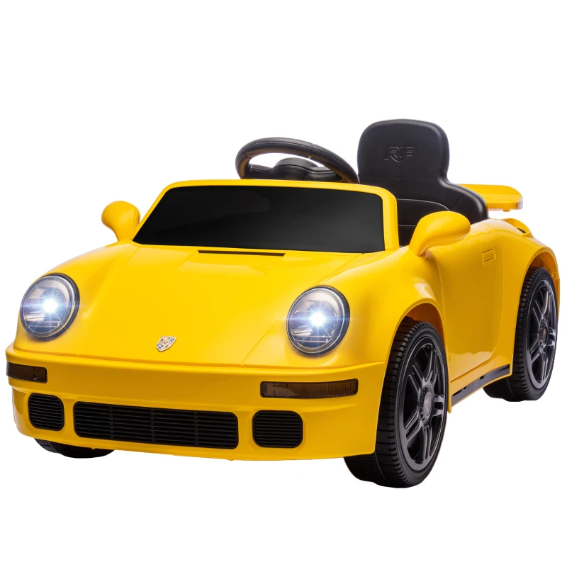 AIYAPLAY Voiture Électrique pour Enfants, 12V Véhicule Enfant avec Télécommande, Démarrage en Douceur, Lecteur MP3, Lumières LED, Klaxon, Indicateur d'Énergie, Jaune