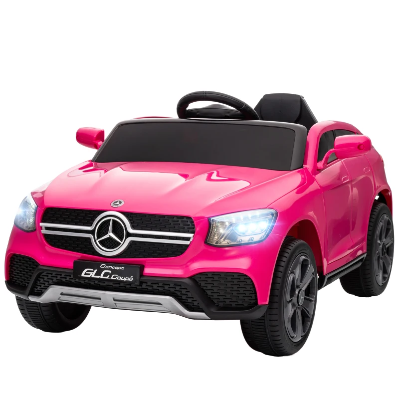 AIYAPLAY Coche eléctrico para niños, Kinderauto de 12V con control remoto, luces LED, música, 3 velocidades, 3-6 años, Rosa