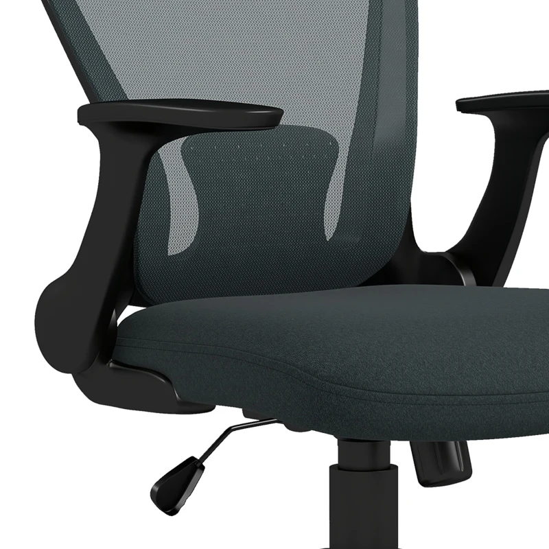 Vinsetto Ergonomic Office Chair, Mesh Desk Chair with Flip-up Armrest, Lumbar Back Support, Swivel Wheels, Grey