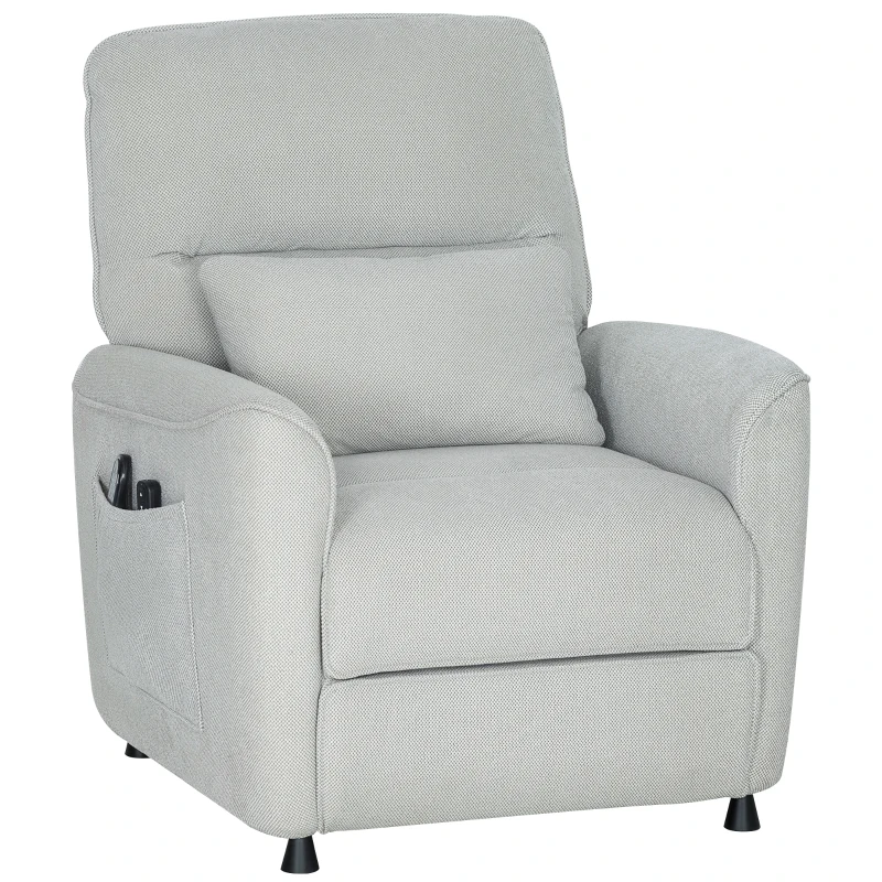 HOMCOM Sillón Reclinable con Calefacción, 8 Puntos de Masaje y 5 Modalidades, Tejido Chenilla, Gris Claro
