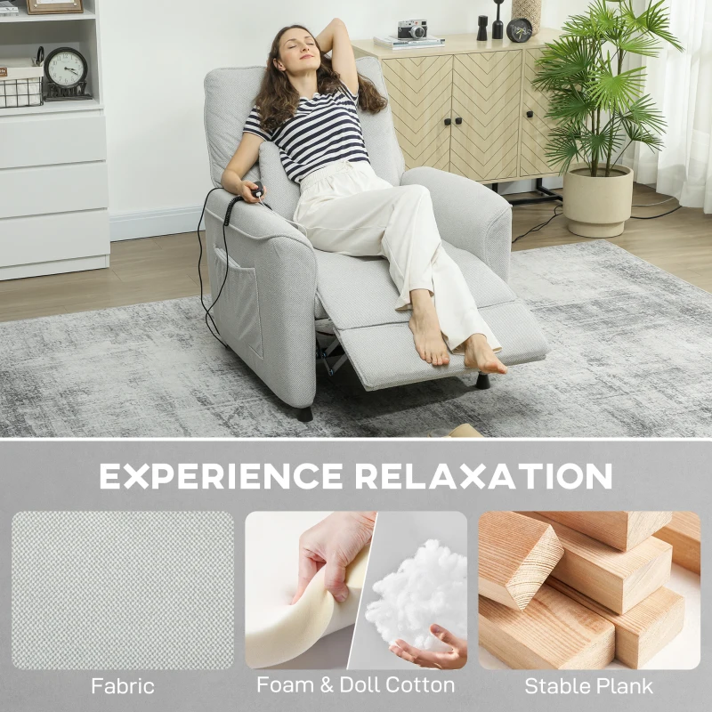 HOMCOM Liegesessel mit Heizung, 8-Punkt-Massage und 5 Modi, Chenille-Gewebe, Hellgrau