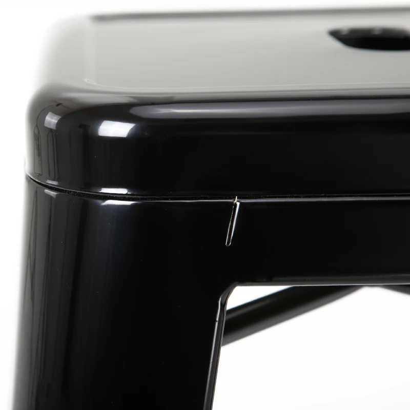 HOMCOM Lot de 4 tabourets de Bar Empilable Chaise de Bar Industriel avec Repose-Pied Hauteur d'Assise 76 cm, cadre en métal, style rétro, pour salle à manger, balcon, bistrot ou bar, Noir