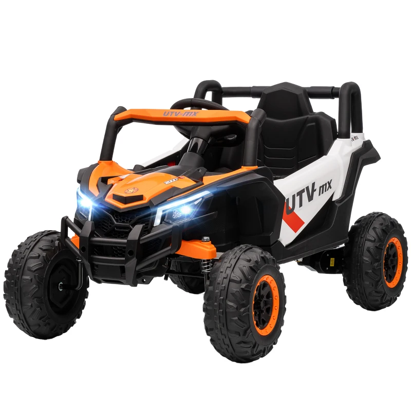 AIYAPLAY Voiture Électrique 12V pour Enfants, Télécommande, Ceinture de Sécurité, Klaxon, Phares LED, Port USB, pour 3-5 Ans, Orange