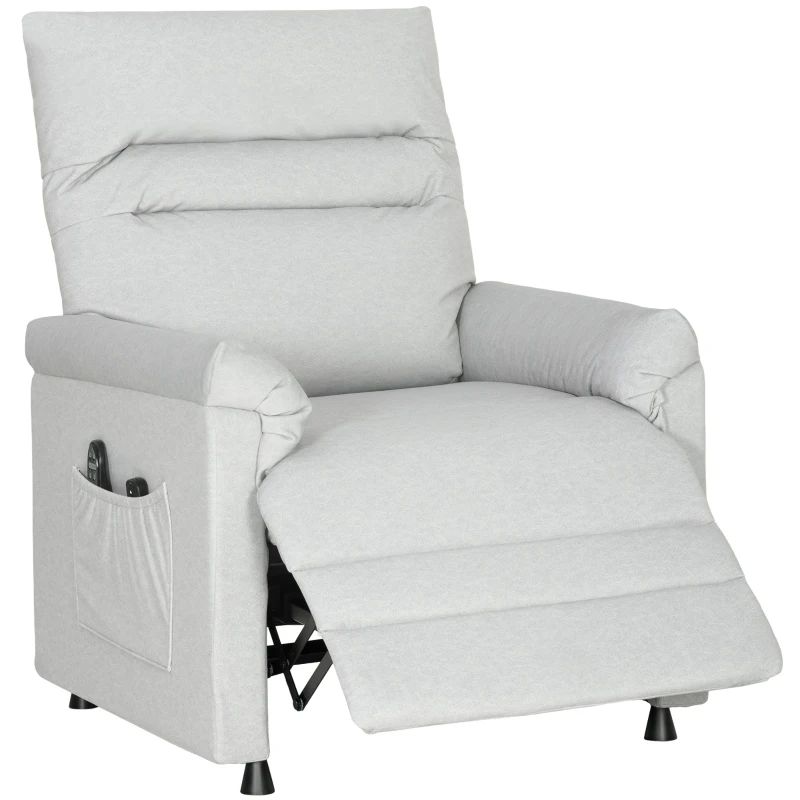 HOMCOM Fauteuil Inclinable avec Repose-Pieds, Chauffage, 8 Points Massage et 5 Modes, Tissu Velours, Gris