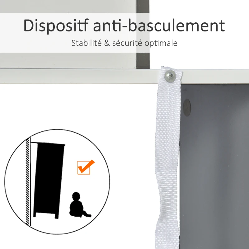 HOMCOM Bibliothèque étagère Meuble de Rangement 3 Niveaux Design Contemporain MDF E1 Bicolore Gris Blanc