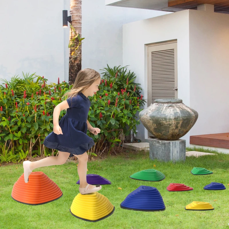 AIYAPLAY 9-delige Trittsteinen, antislip ontwerp, voor binnen & buiten, stapelbaar, Kleurrijk