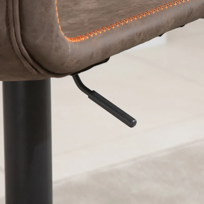 HOMCOM Lot de 2 tabourets de Bar Vintage réglable pivotant avec Repose-Pied PU Marron surpiqûre Orange