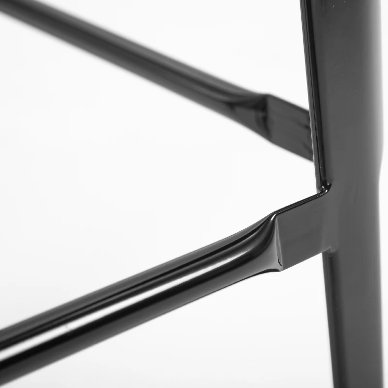 HOMCOM Lot de 4 tabourets de Bar Empilable Chaise de Bar Industriel avec Repose-Pied Hauteur d'Assise 76 cm, cadre en métal, style rétro, pour salle à manger, balcon, bistrot ou bar, Noir