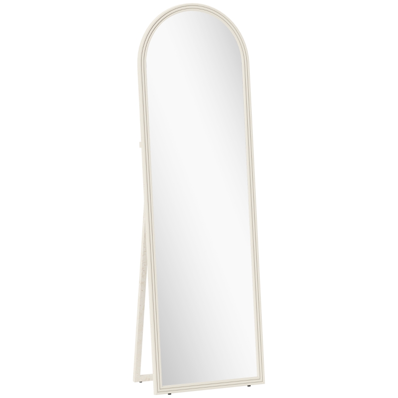 HOMCOM Espejo de Cuerpo Entero, 50 x 160 cm, Independiente, para Montar en la Pared, Marco Curvo, Blanco
