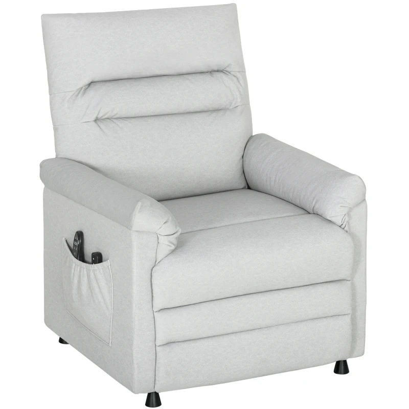 HOMCOM Fauteuil Inclinable avec Repose-Pieds, Chauffage, 8 Points Massage et 5 Modes, Tissu Velours, Gris