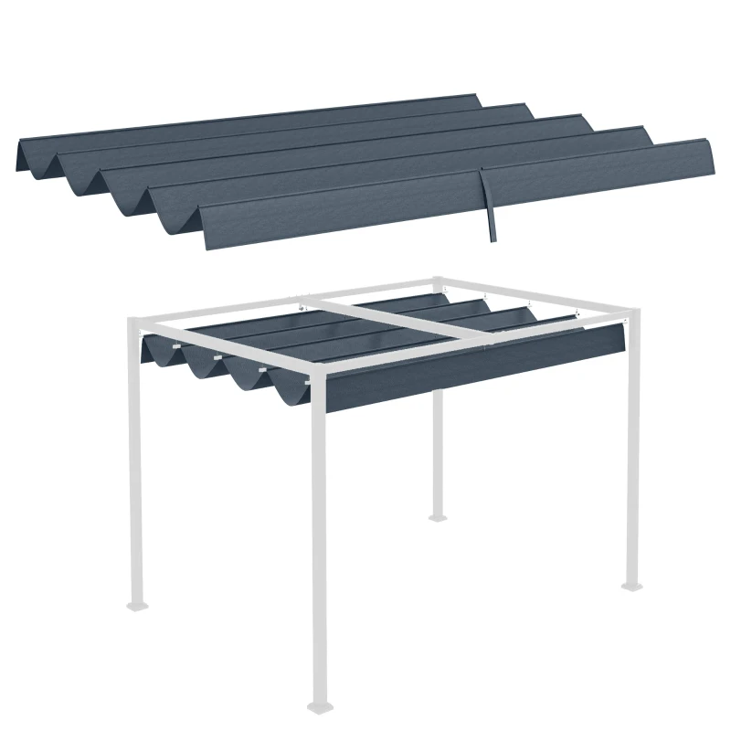 Outsunny Copertura per Gazebo Pergola con 8 Fori di Drenaggio, in Poliestere UV30+, 286x245 cm, Grigio Scuro