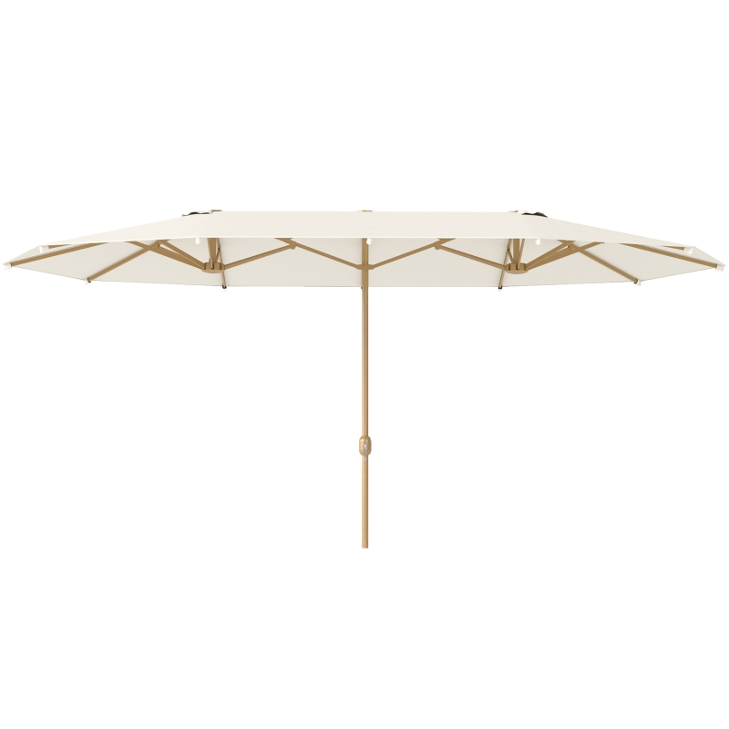 Outsunny Ombrellone Doppio con Apertura a Manovella, in Acciaio Inox e Poliestere, 455x265x238 cm, Beige