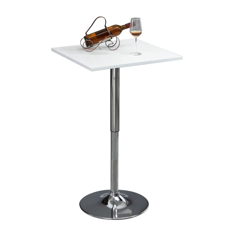 HOMCOM Höhenverstellbarer Bartisch, 360° drehbar, kratzfeste Füße, stabile Metallbasis, Weiß
