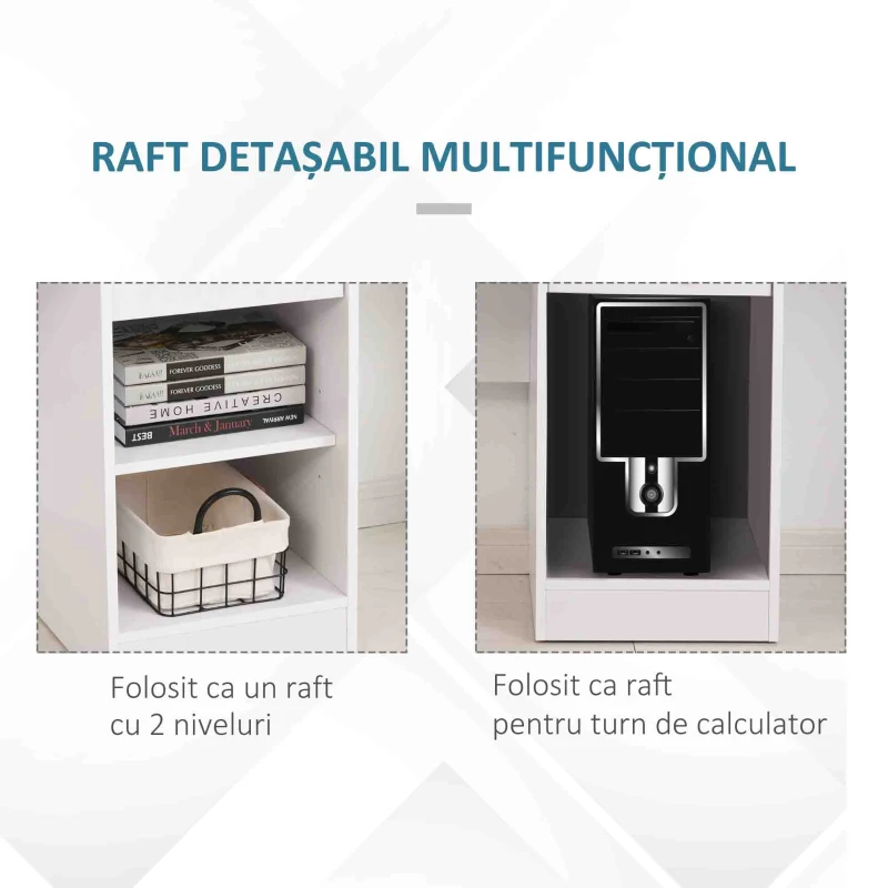 Homcom Birou Alb 104×48×95,5 cm – Lemn, Compact & Ideal pentru Acasa