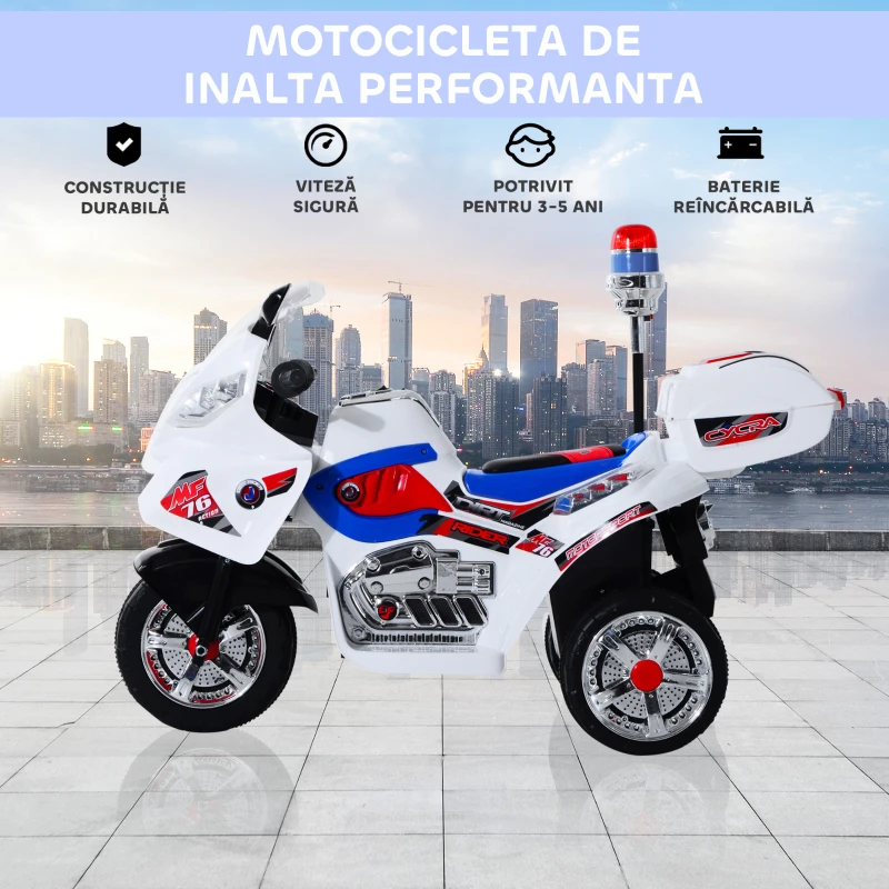Homcom Motoreta Electrica Copii – 3 Roti, Lumini & Sunete(m-6)