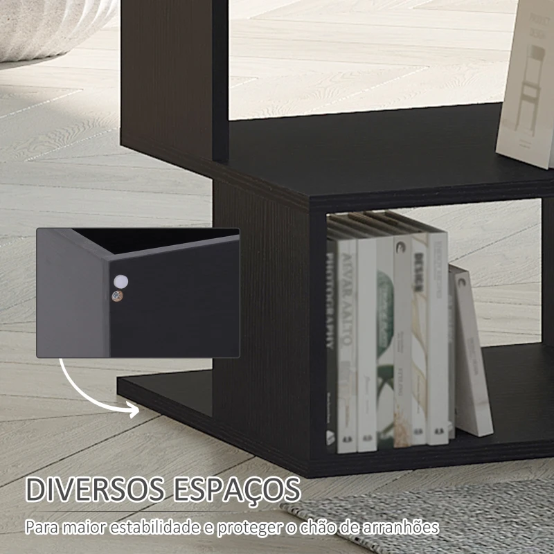 HOMCOM Mesa Auxiliar Mesa de Cabeceira de 2 Níveis com Prateleira de Armazenamento para Sala Quarto Estante 40x40x43 cm Preto