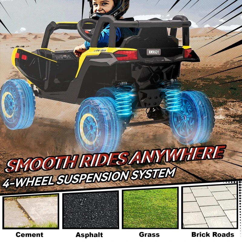 AIYAPLAY Macchina elettrica bambini 12 V, con telecomando, 96 x 61 x 56 cm, Giallo