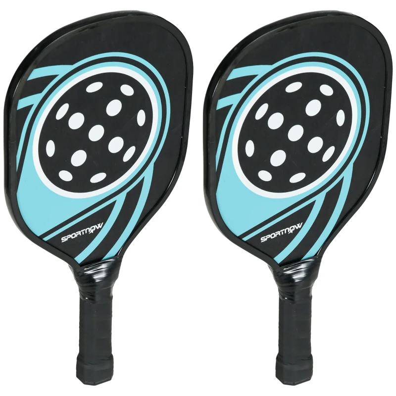 SPORTNOW Set di 4 racchette da pickleball in legno di pioppo, con 4 palline e una borsa, Blu e nero