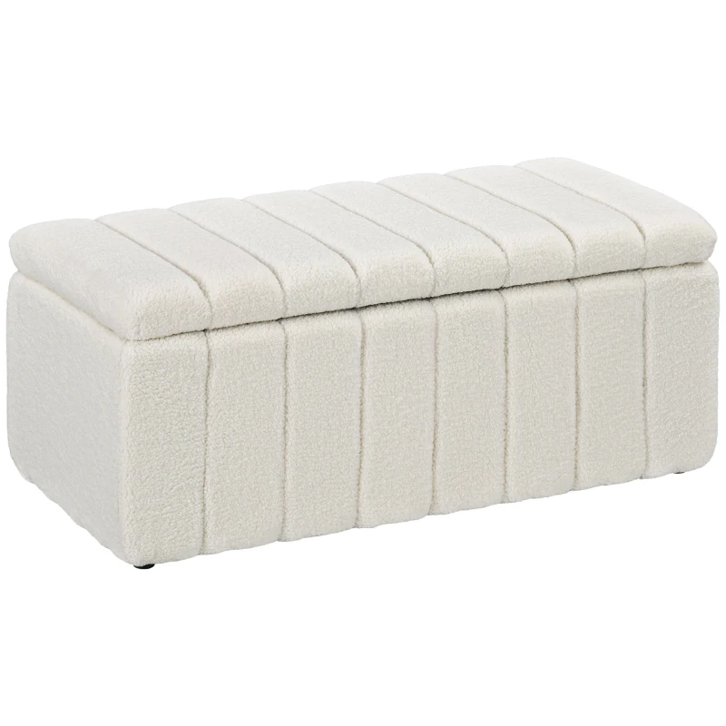 HOMCOM Polsterbank, Bettbank mit Stauraum, belastbar bis 120kg, 102x45x46cm, Cremeweiß
