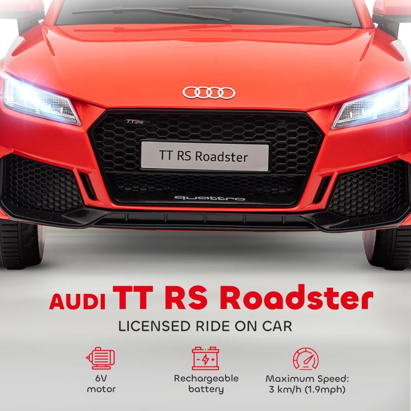 HOMCOM® kindervoertuig elektrische auto Audi TT RS afstandsbediening MP3 3-8 jaar PP rood 103 x 63 x 44 cm | Aosom.de(m-4)