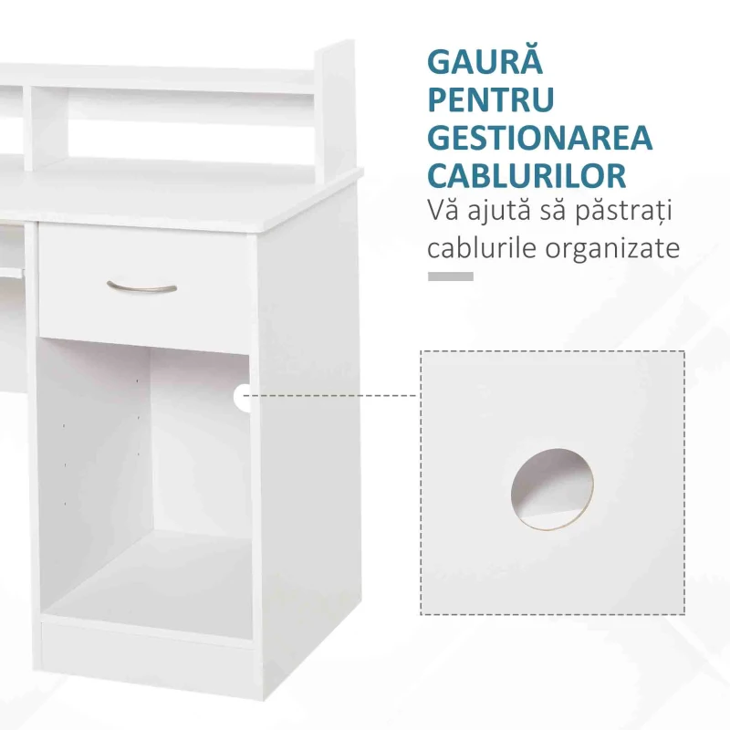 Homcom Birou Alb 104×48×95,5 cm – Lemn, Compact & Ideal pentru Acasa