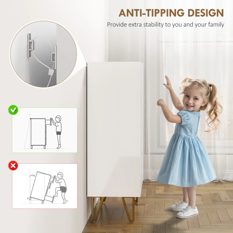 HOMCOM Armario de Zapatos con 2 Puertas, Zapatero, Almacenamiento de Zapatos con 4 Estantes Ajustables 72 x 31,5 x 95 cm, Blanco