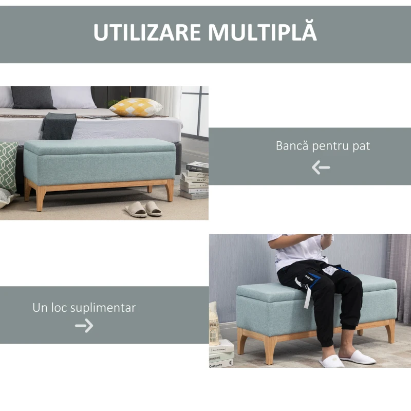 Homcom Banca Capitonata cu Spatiu de Depozitare – 120 cm(m-5)