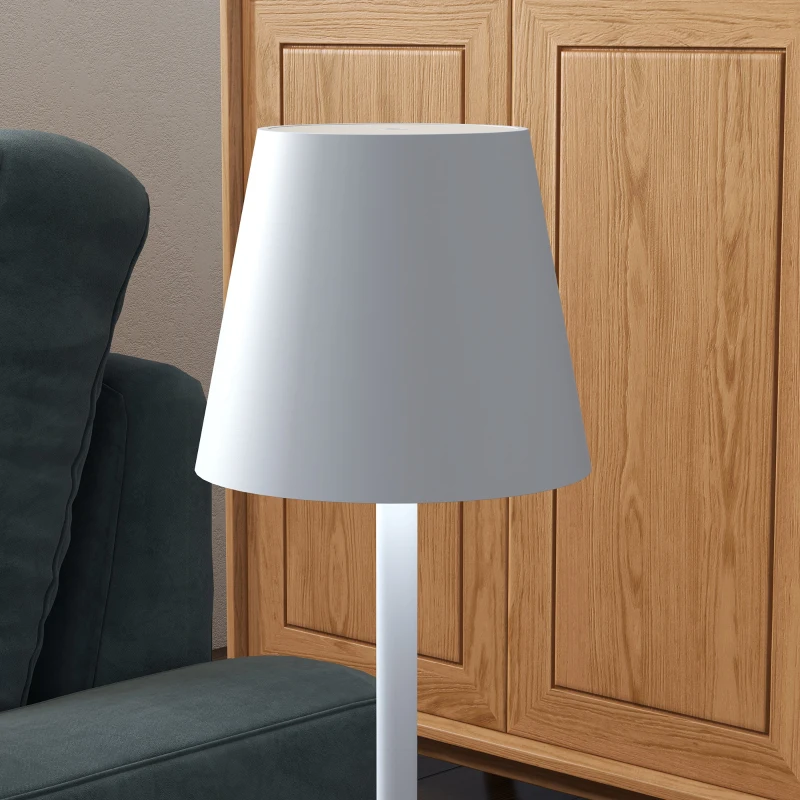 HOMCOM Candeeiro de Mesa com Luzes LED Candeeiro de Mesa Sem Fios Recarregável por USB-C 3 Cores Ø11,2x36,5 cm Branco
