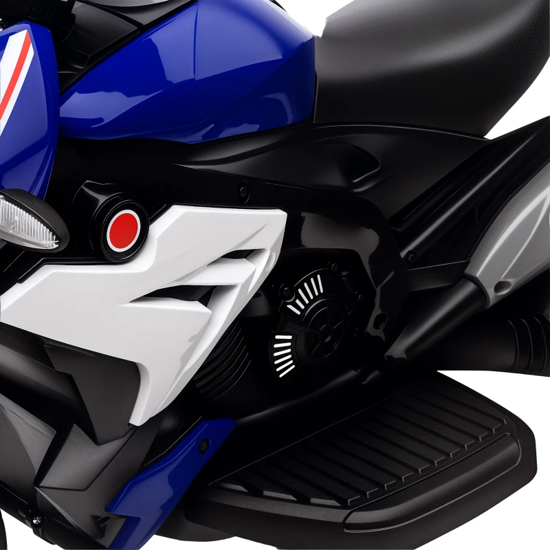 HOMCOM Elektro-Kindermotorrad, Lichten & Geluiden, 3 km/u, oplaadbaar, Kunststof & Metaal, Blauw/Wit