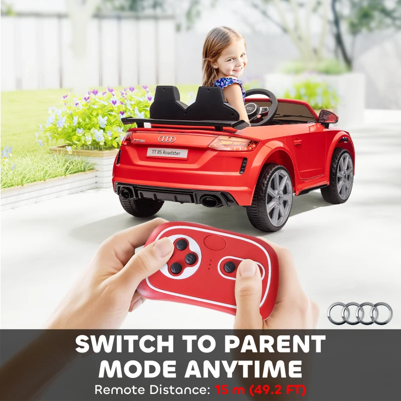 HOMCOM® kindervoertuig elektrische auto Audi TT RS afstandsbediening MP3 3-8 jaar PP rood 103 x 63 x 44 cm | Aosom.de(m-5)