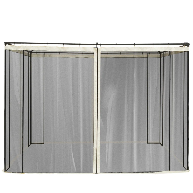 Outsunny Plasa de Tantari pentru Corturi cu Perdele de Rezerva Universale cu Balamale, 302x207cm - Negru / Bej