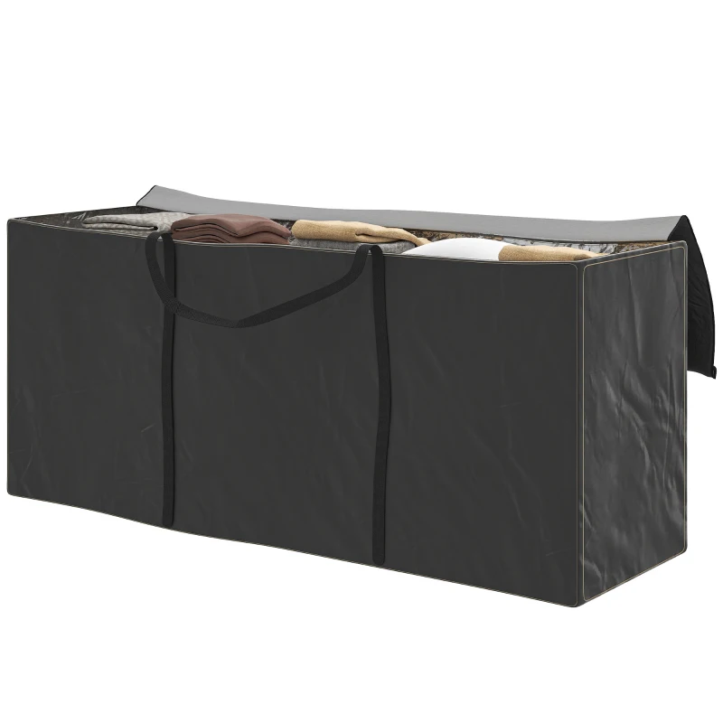 Outsunny Bolsa de Armazenamento para Almofadas de Jardim Impermeável Bolsa de Arrumação para Árvore de Natal 175x55x75 cm Preto