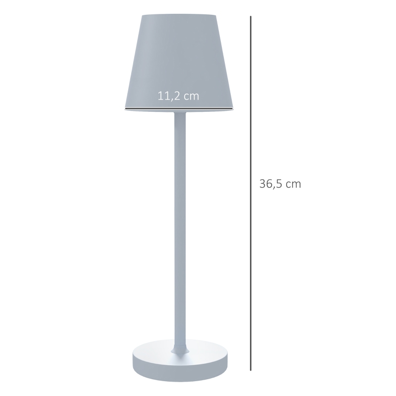 HOMCOM Candeeiro de Mesa com Luzes LED Candeeiro de Mesa Sem Fios Recarregável por USB-C 3 Cores Ø11,2x36,5 cm Branco
