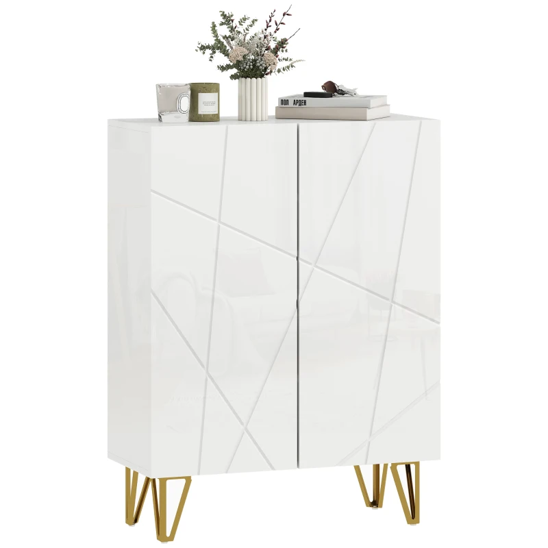 HOMCOM Armoire à Chaussures avec 2 Portes, Étagère à Chaussures, Rangement de Chaussures avec 4 Étagères Réglables 72 x 31,5 x 95 cm, Blanc