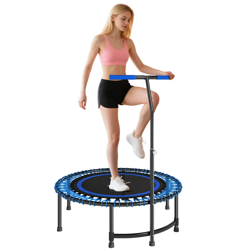 SPORTNOW Fitness-Trampolin Ø145 cm mit verstellbarem T-Griff an 5 Positionen, 36 Bungee-Seile und Kapazität 150 kg, Blau