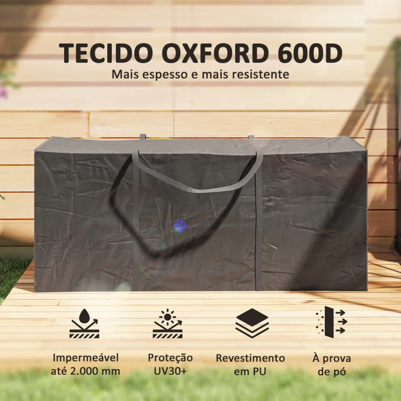 Outsunny Bolsa de Armazenamento para Almofadas de Jardim Impermeável Bolsa de Arrumação para Árvore de Natal 175x55x75 cm Preto