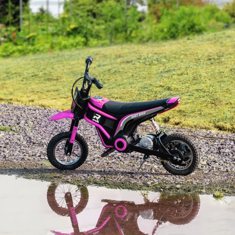 HOMCOM Kinderelektrische Motor, 24V Motorfiets met Claxon en Verlichting, Draaigashefboom, 8-16 km/u, 8-12 Jaar, Roze(m-10)