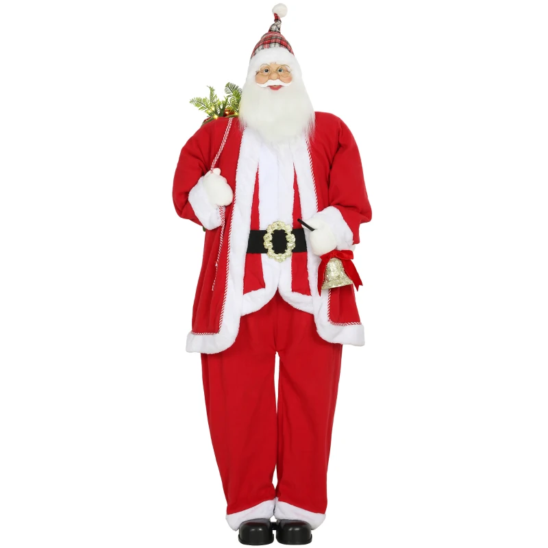 HOMCOM Babbo Natale in piedi, alto 1,6 m, con regalo, campanelli di Natale e Funzione sonora