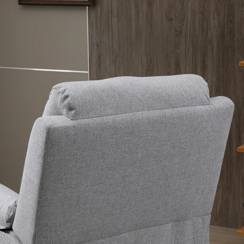 HOMCOM Fauteuil releveur électrique, fauteuil relax électrique avec repose-pied, dossier inclinable, télécommande et poche latérale charge 120kg tissu aspect lin gris clair(m-13)